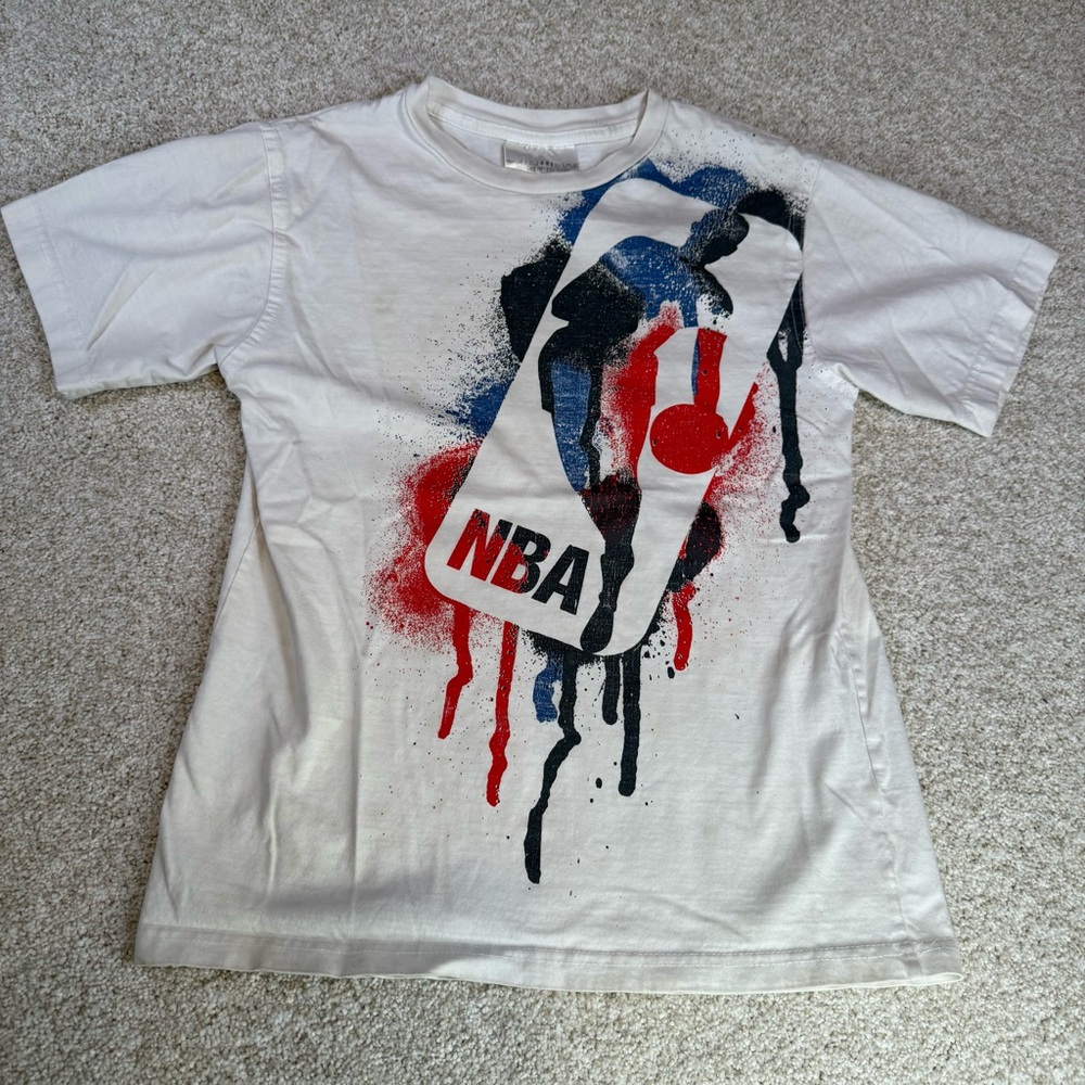 NBA Logo Abstract Graffiti Graphic T-shirt Youth Size 8 Zipway 100% Cotton